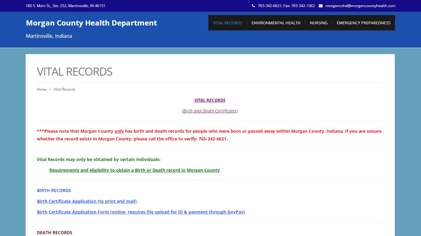 Vital Records – Morgan County Health Department